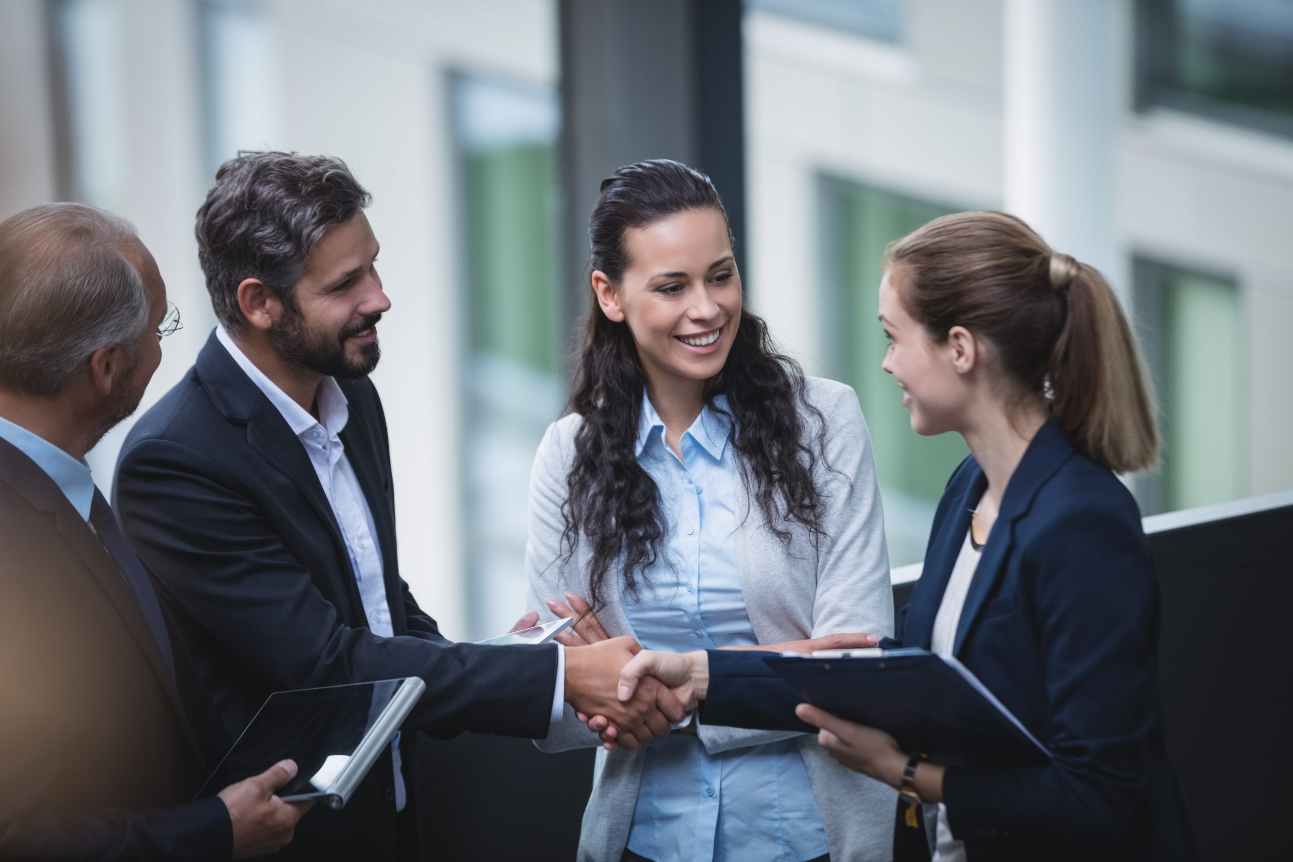 Group of businesspeople having a discussion